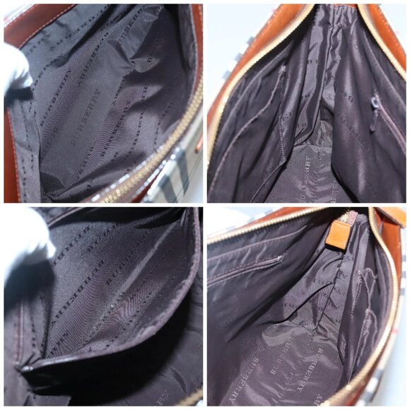 BURBERRY Nova Check Shoulder Bag Canvas Beige Gold Auth 121443 - Picture 15 of 16